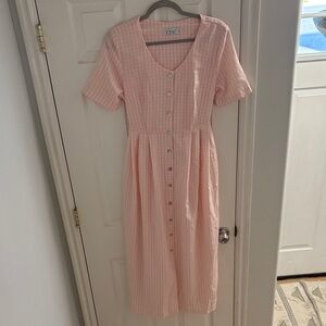 Vintage CDC Pink Gingham Button-Down Dress